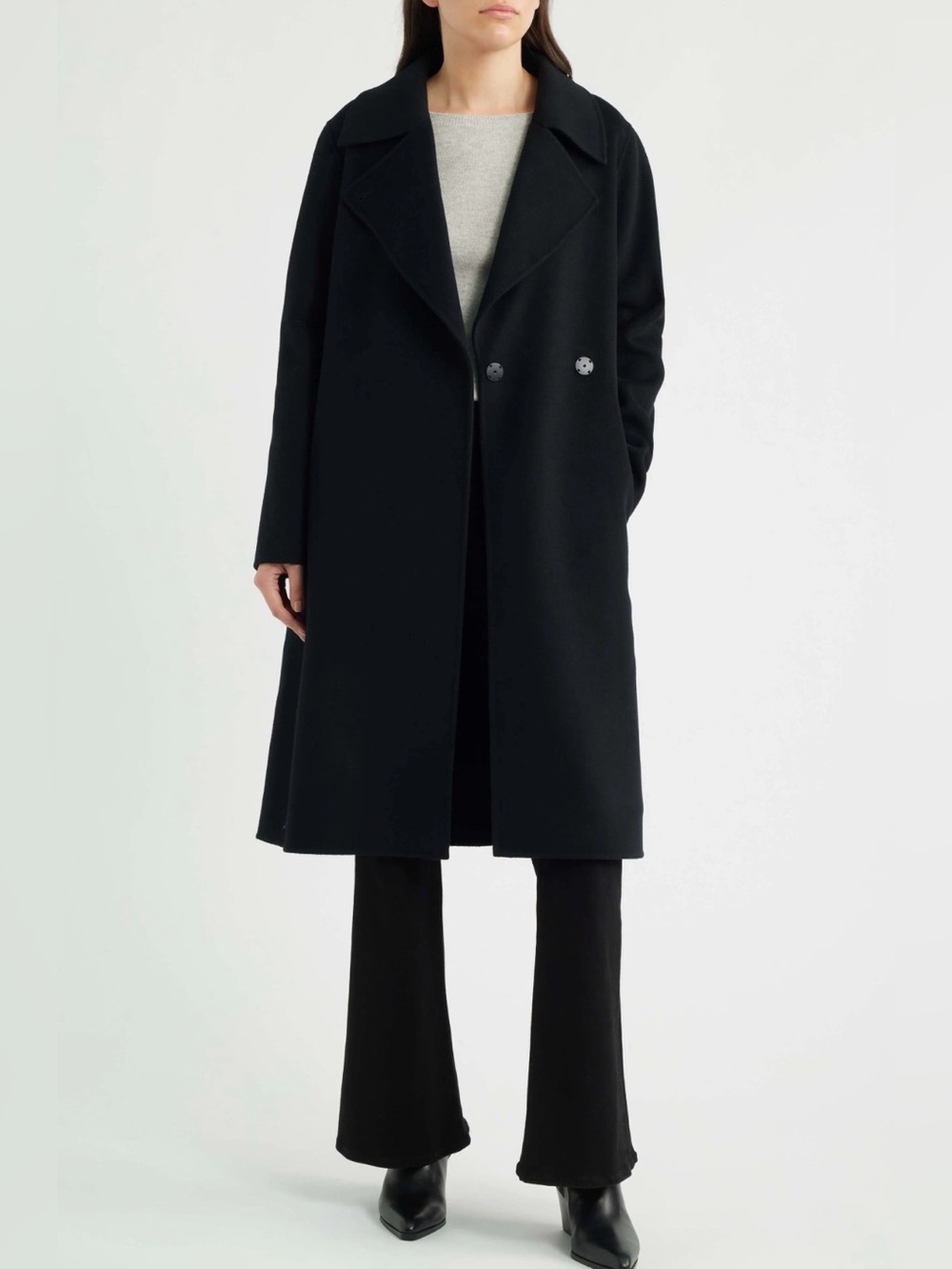 Michael Kors Wool Blend Black Double-Breasted Coat